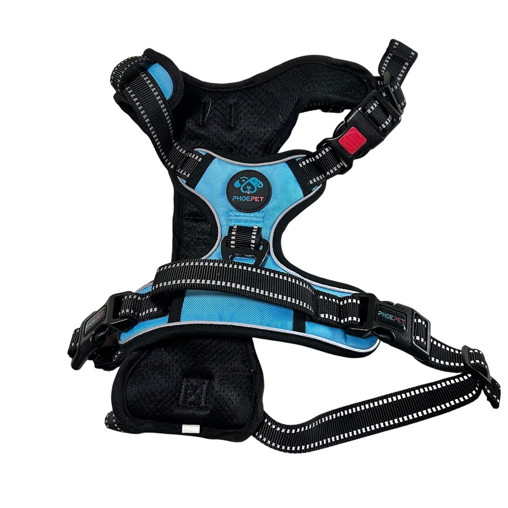 Phoepet No Pull Dog Harness Blue Large Reflective Mesh Adjustable Vest Handle